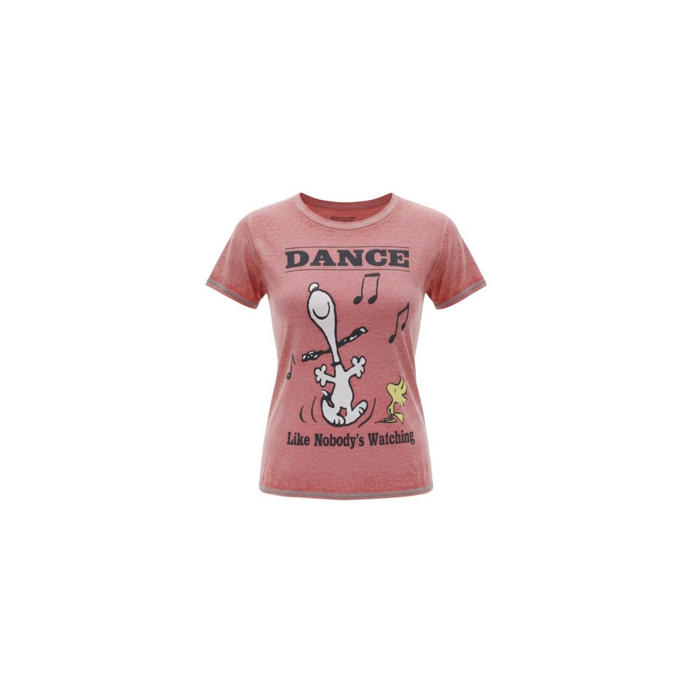Peanuts Sleep Shirt Girls M 8-10 Orange Snoopy Dance Burnout Tee LZ01910SC